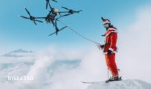 Papá Noel utiliza un impresionante trineo de drones para repartir ilusión en una estación de esquí francesa